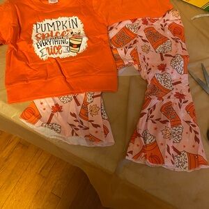 Pumpkin Spice Kids Matching Set - Orange and Pink- Size 6-12 Months